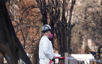 U.S. Army Corps of Engineers clears debris from a house in Altadena