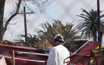 U.S. Army Corps of Engineers clears debris from a house in Altadena