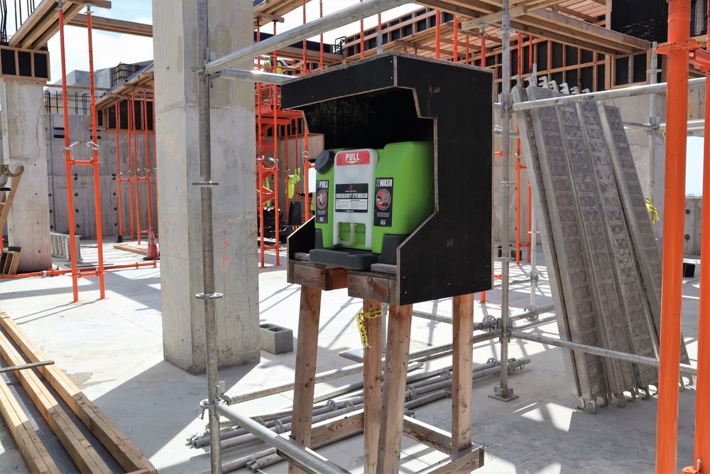 An Emergency Eye Wash Station can be seen on a Construction Site on Marine Corps Base Camp Blaz