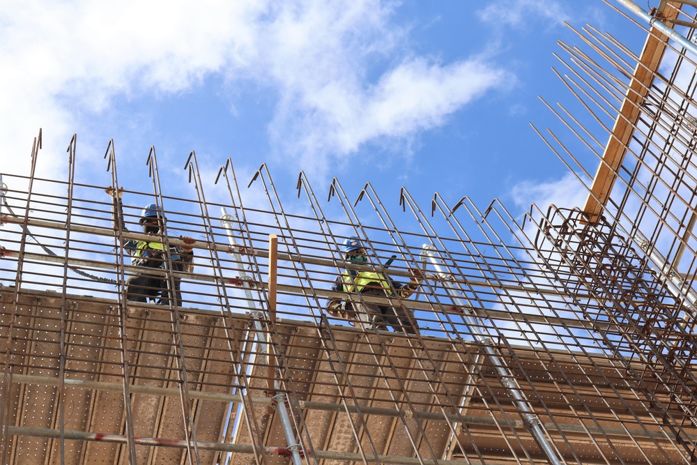 Construction Workers Install Rebar on a Building Under Construction on Marine Corps Base Camp Blaz