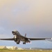 B-1B Lancers assigned to the 34th Expeditionary Bomb Squadron take off in support of a BTF 25-1 training mission Feb. 10, 2025