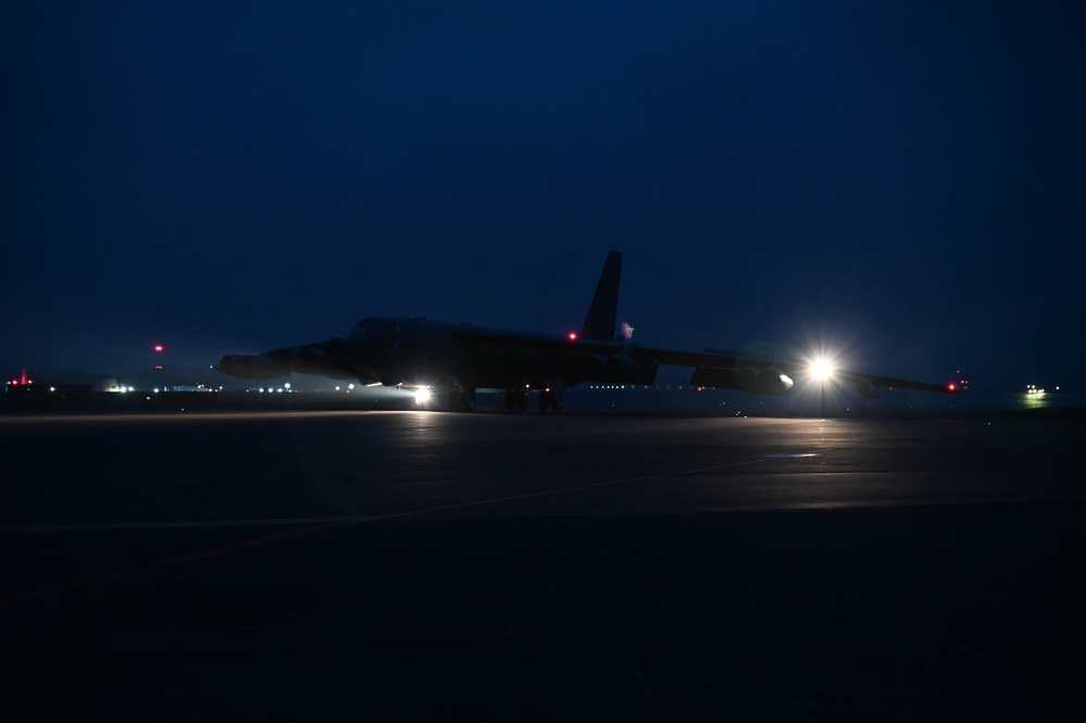 The B-52H Stratofortress arrives at RAF Fairford for BTF 25-2