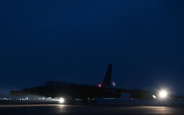 The B-52H Stratofortress arrives at RAF Fairford for BTF 25-2