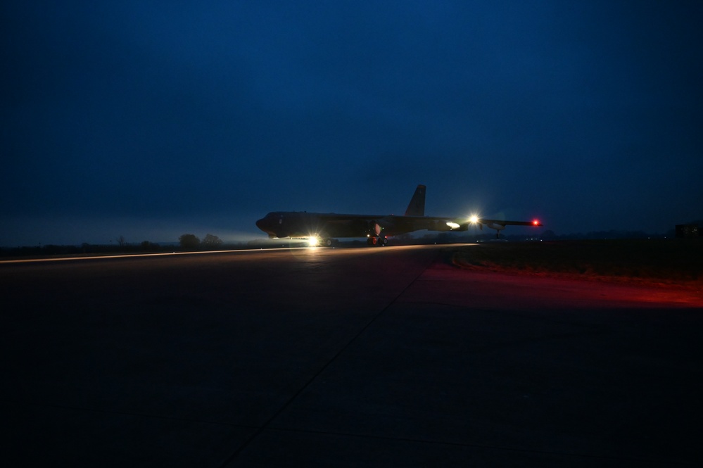 The B-52H Stratofortress arrives at RAF Fairford for BTF 25-2