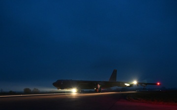 The B-52H Stratofortress arrives at RAF Fairford for BTF 25-2