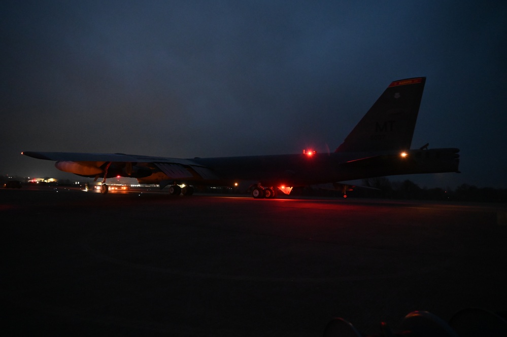 The B-52H Stratofortress arrives at RAF Fairford for BTF 25-2