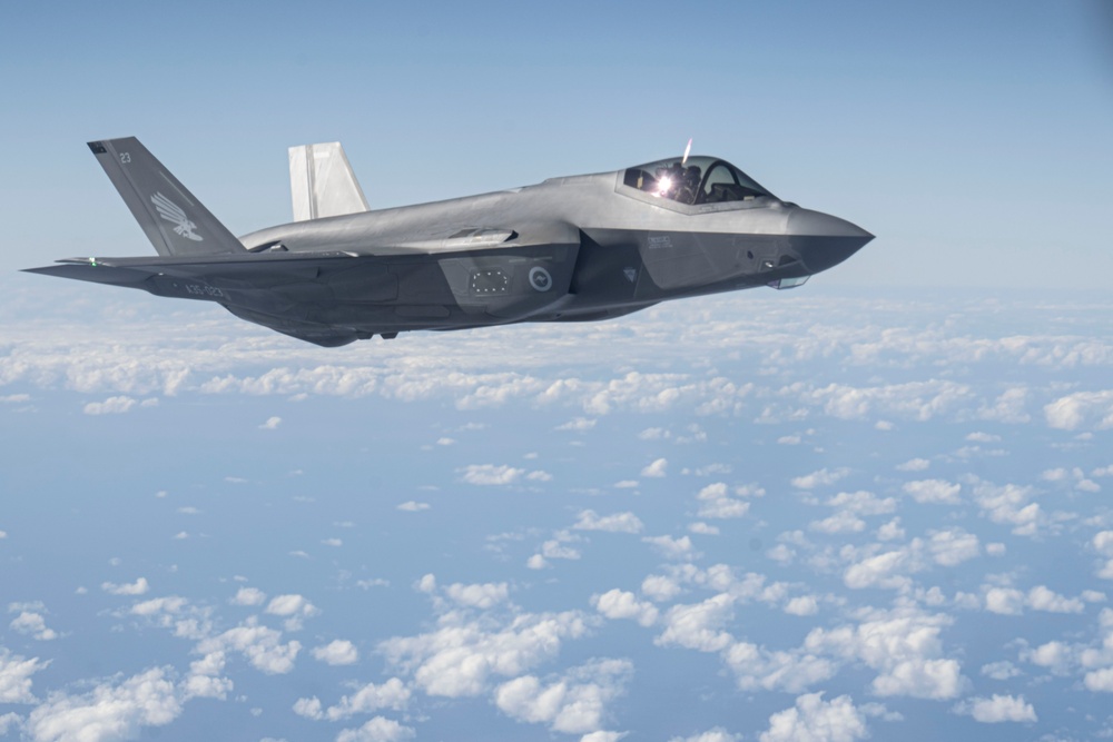 RAAF F-35As conduct aerial refueling with USAF KC-135