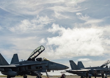 U.S. Marine Corps F/A-18s take off for Cope North 25