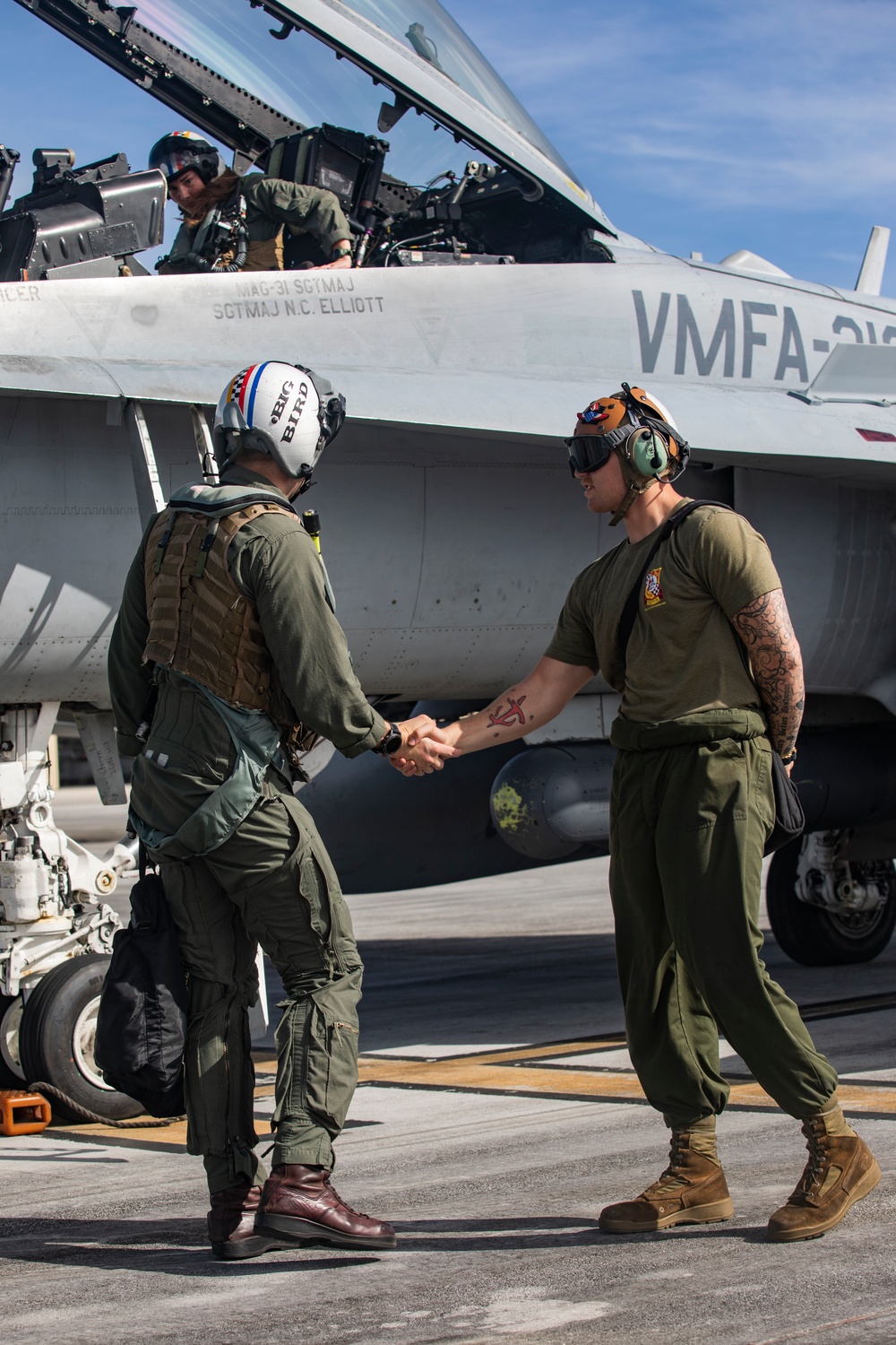 U.S. Marine Corps F/A-18s take off for Cope North 25