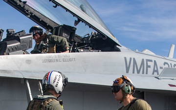 U.S. Marine Corps F/A-18s take off for Cope North 25