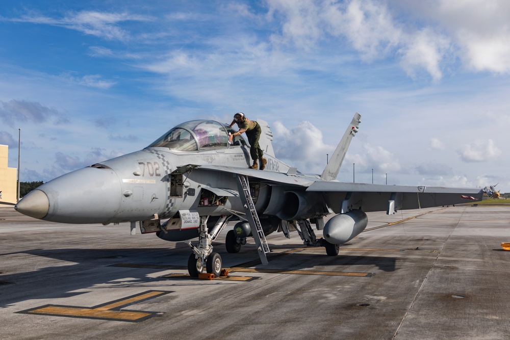 U.S. Marine Corps F/A-18s take off for Cope North 25