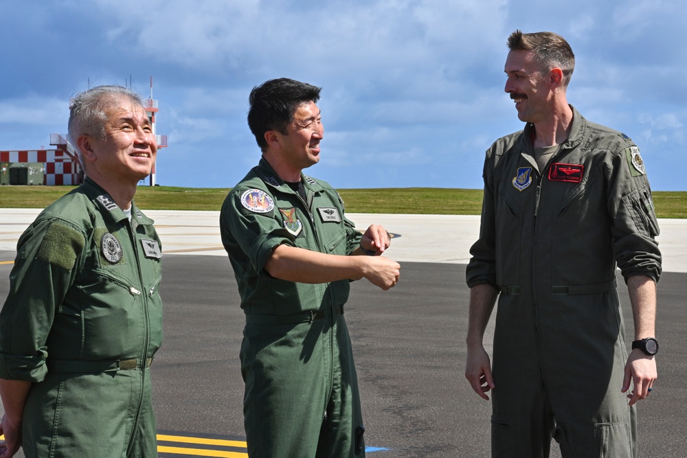 Distinguished visitors from Cope North 2025 visit 34th EBS B-1B Lancer during immersion tour