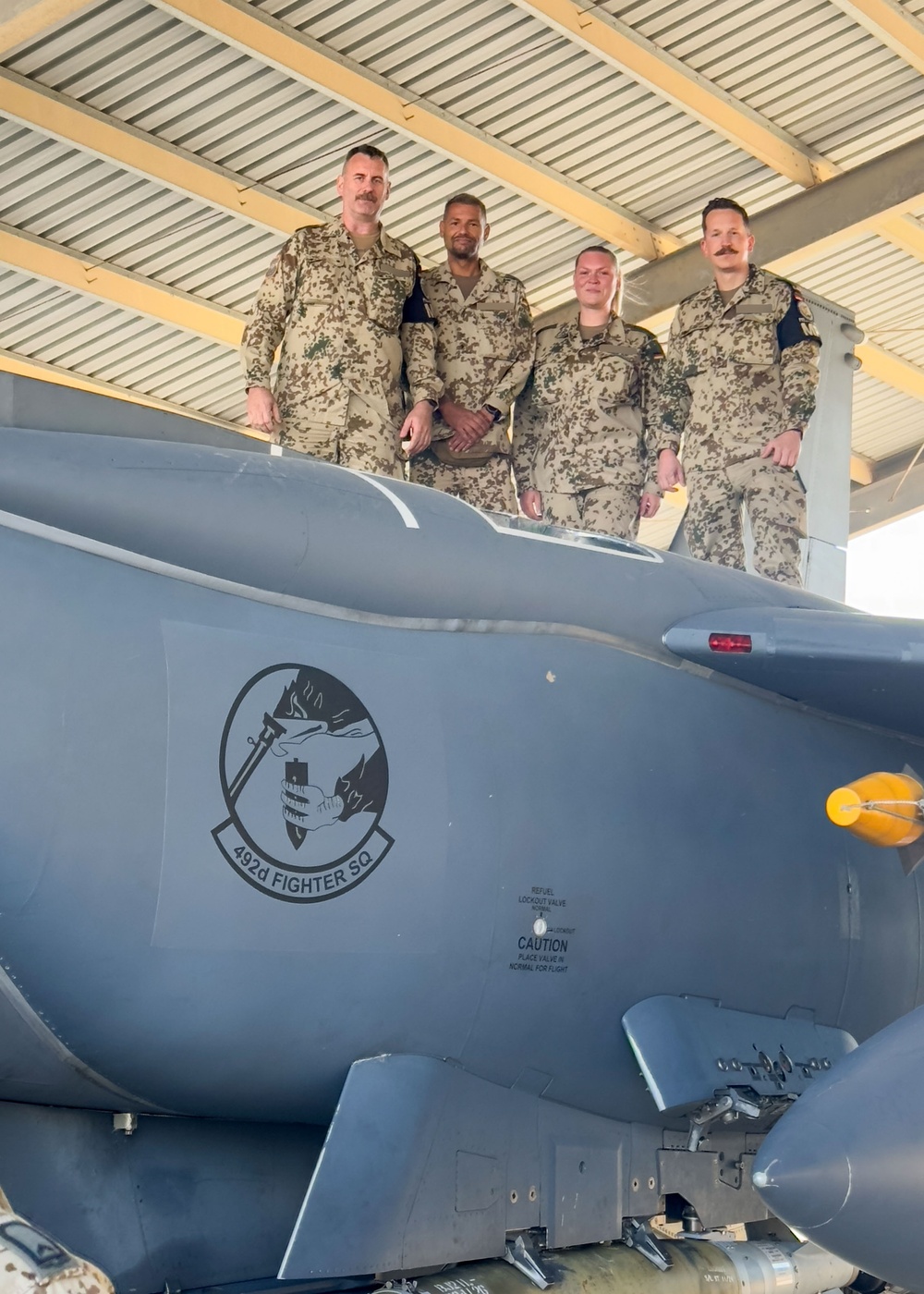 German military members immerse with 492nd Expeditionary Fighter Generation Squadron