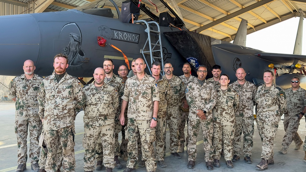 German military members immerse with 492nd Expeditionary Fighter Generation Squadron
