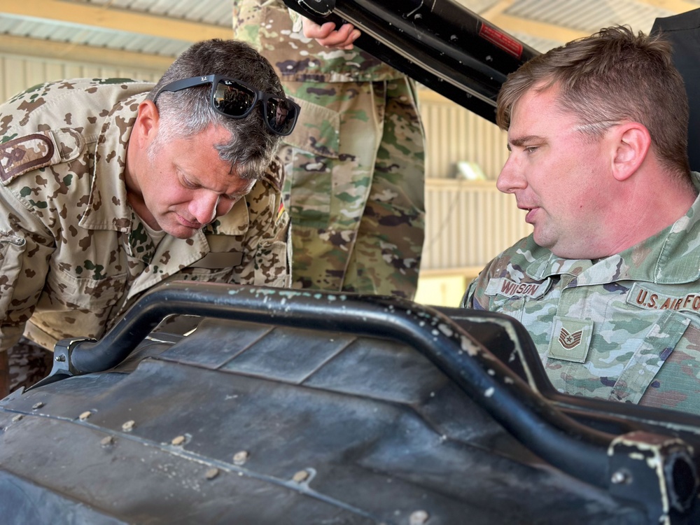 German military members immerse with 492nd Expeditionary Fighter Generation Squadron