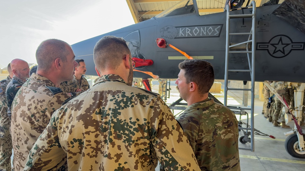 German military members immerse with 492nd Expeditionary Fighter Generation Squadron