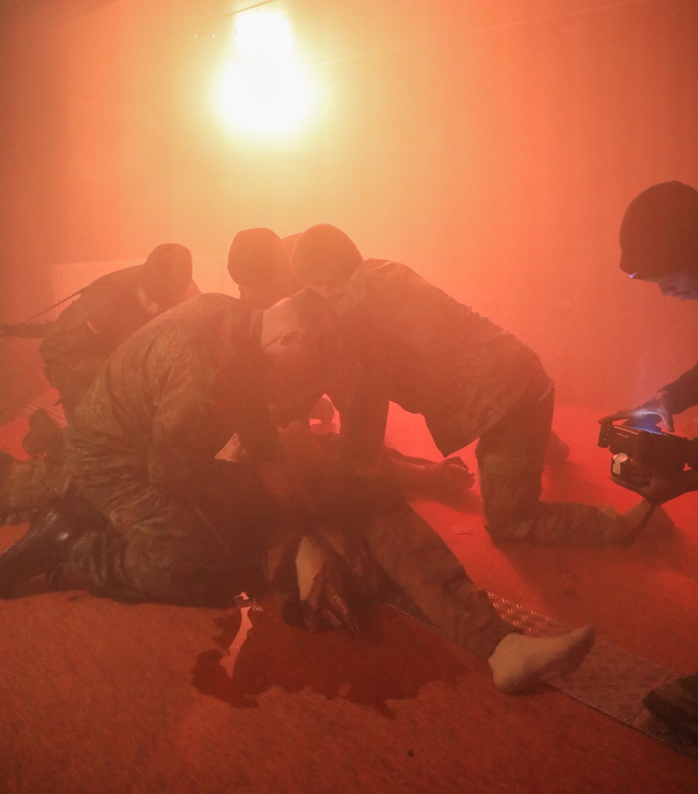 U.S. Army CATC and German Bundeswehr Medical Academy soldiers conduct trauma lane simulation exercise