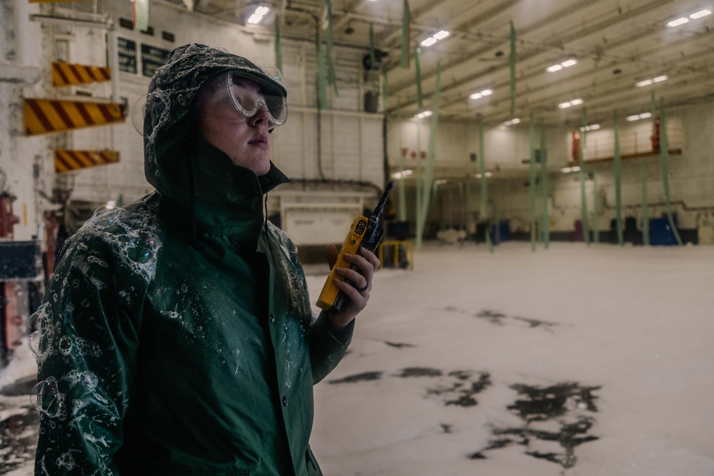 USS Gerald R. Ford (CVN 78) tests AFFF sprinkler system