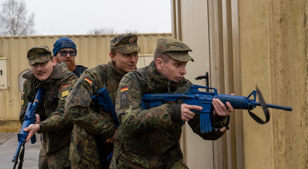 U.S. and German forces conduct multinational room-clearing training in Bavaria