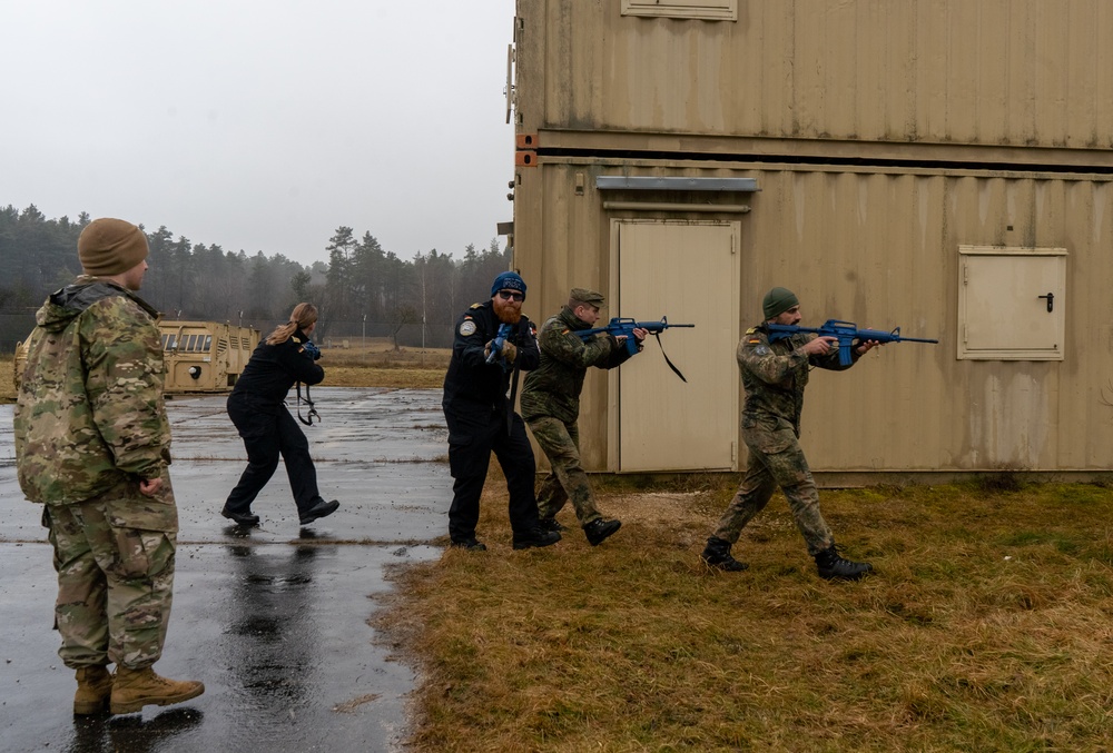 U.S. and German forces conduct multinational room-clearing training in Bavaria