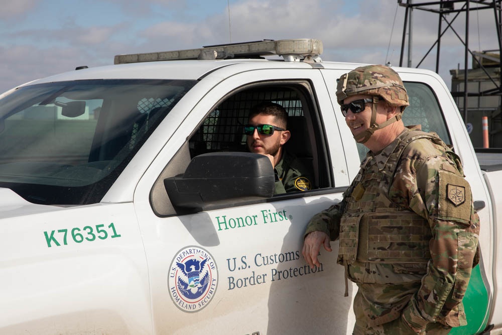 U.S. Soldiers assist CBP with train inspections