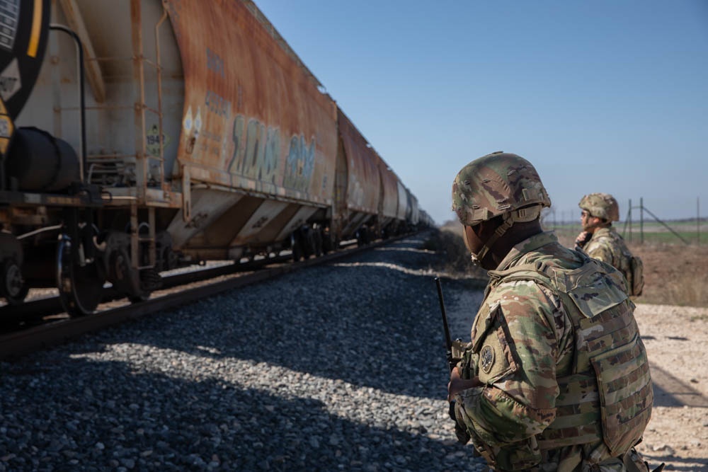 U.S. Soldiers assist CBP with train inspections
