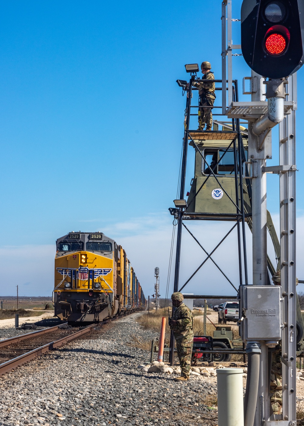 U.S. Soldiers assist CBP with train inspections