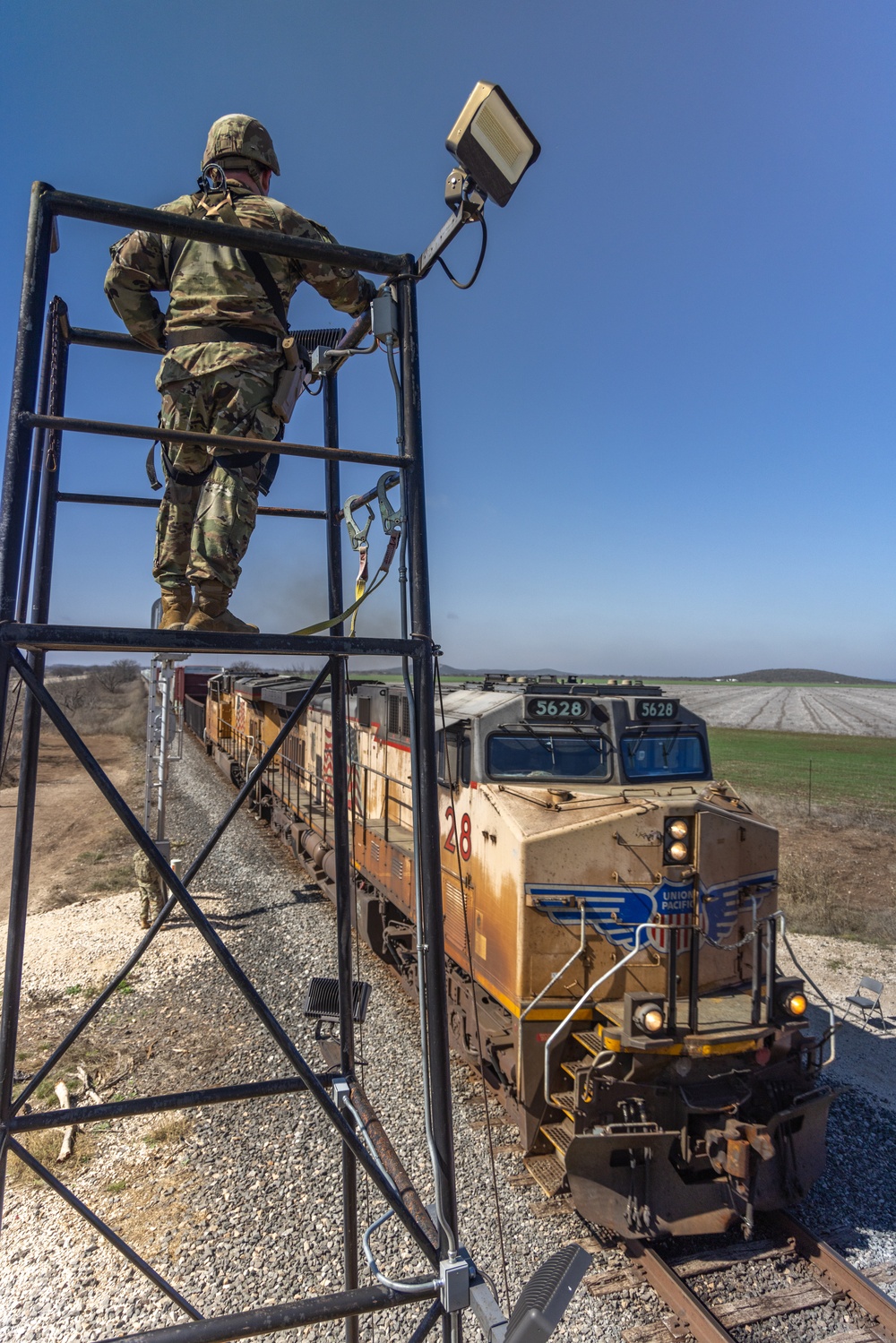 U.S. Soldiers assist CBP with train inspections
