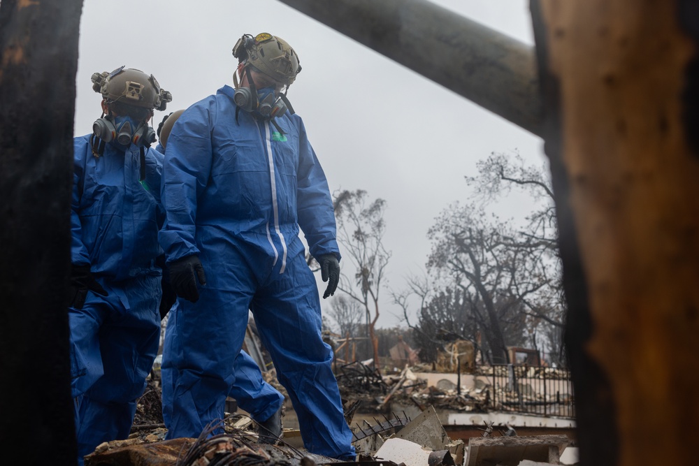 U.S. Marines arrive at Los Angeles wildfires for recovery efforts