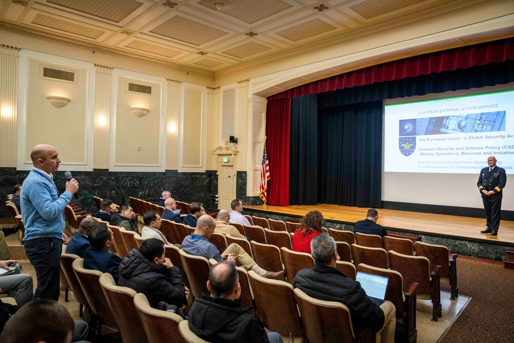 E.U. Defense Attaché Rear Adm. Henning Faltin visits U.S. Naval War College