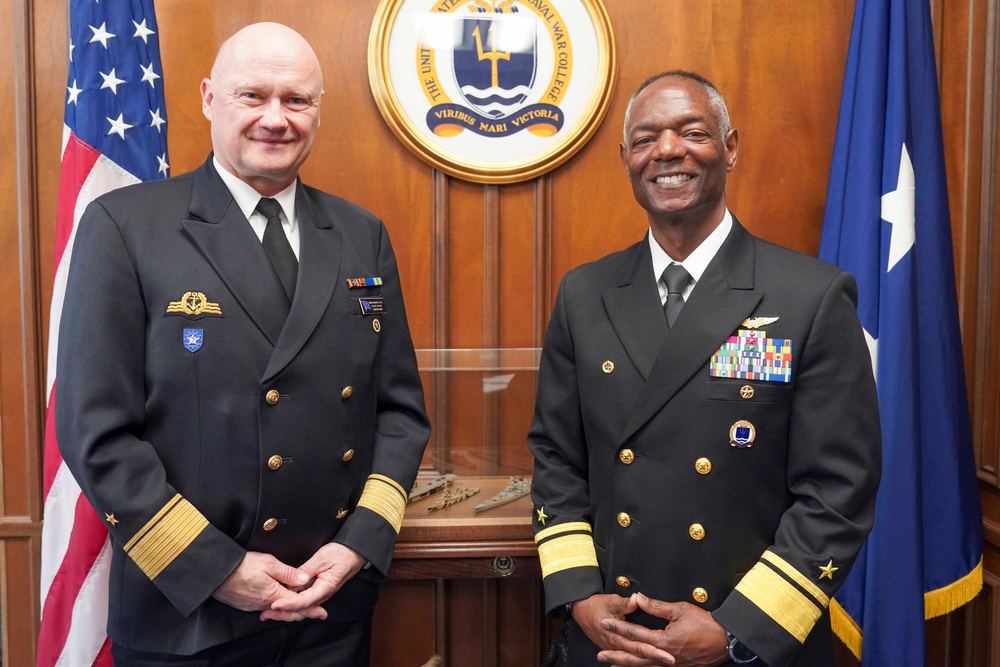 E.U. Defense Attaché Rear Adm. Henning Faltin visits U.S. Naval War College