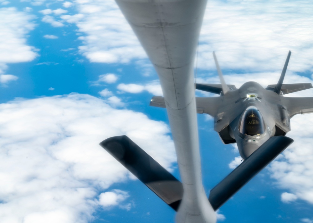 50th Air Refueling Squadron supports F-35 Lightning II Fighters with 84,000 pounds of fuel during Bamboo Eagle 25-1