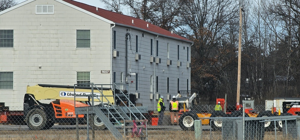 Contractors prepare second World War II-era barracks to be moved at Fort McCoy