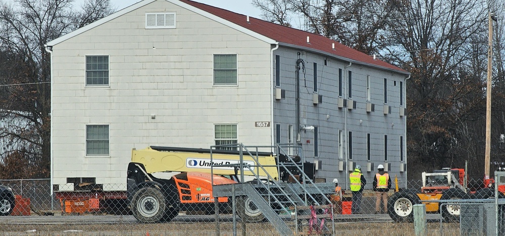 Contractors prepare second World War II-era barracks to be moved at Fort McCoy