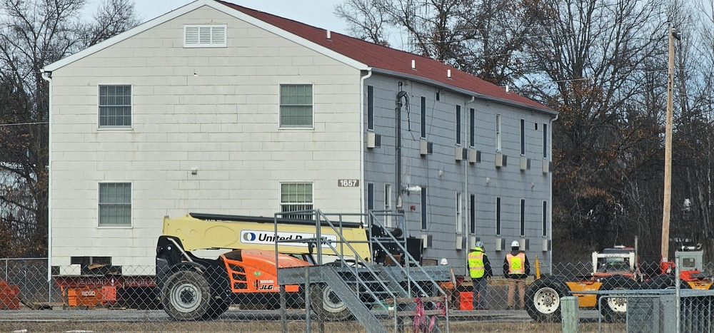 Contractors prepare second World War II-era barracks to be moved at Fort McCoy