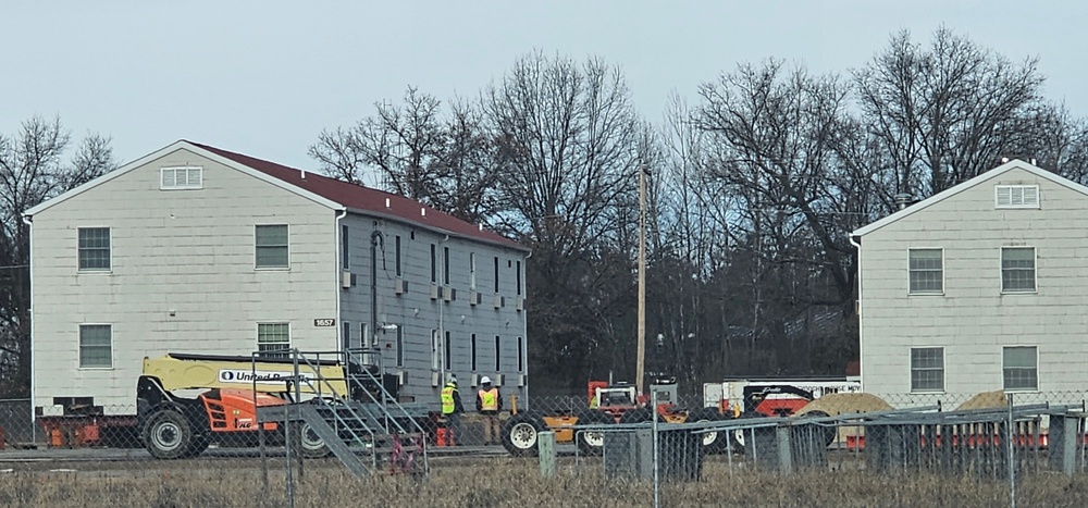 Contractors prepare second World War II-era barracks to be moved at Fort McCoy