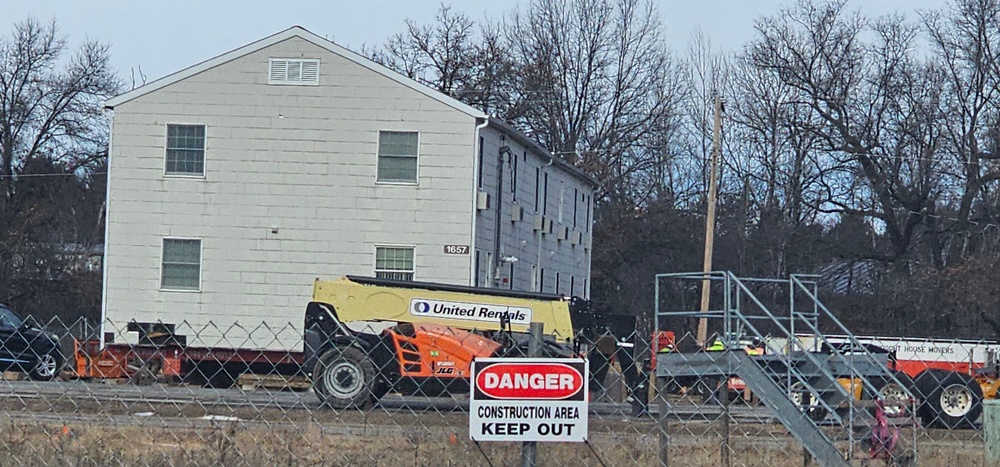 Contractors prepare second World War II-era barracks to be moved at Fort McCoy