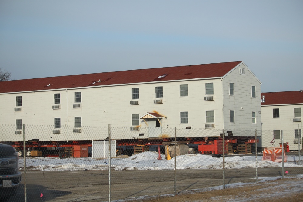 Contractors prepare second World War II-era barracks to be moved at Fort McCoy