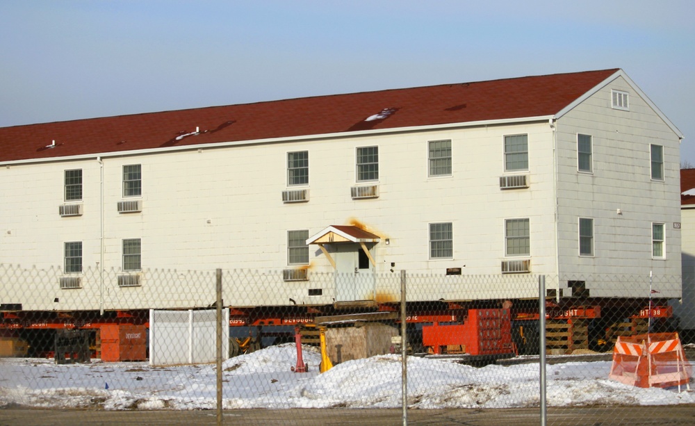 Contractors prepare second World War II-era barracks to be moved at Fort McCoy