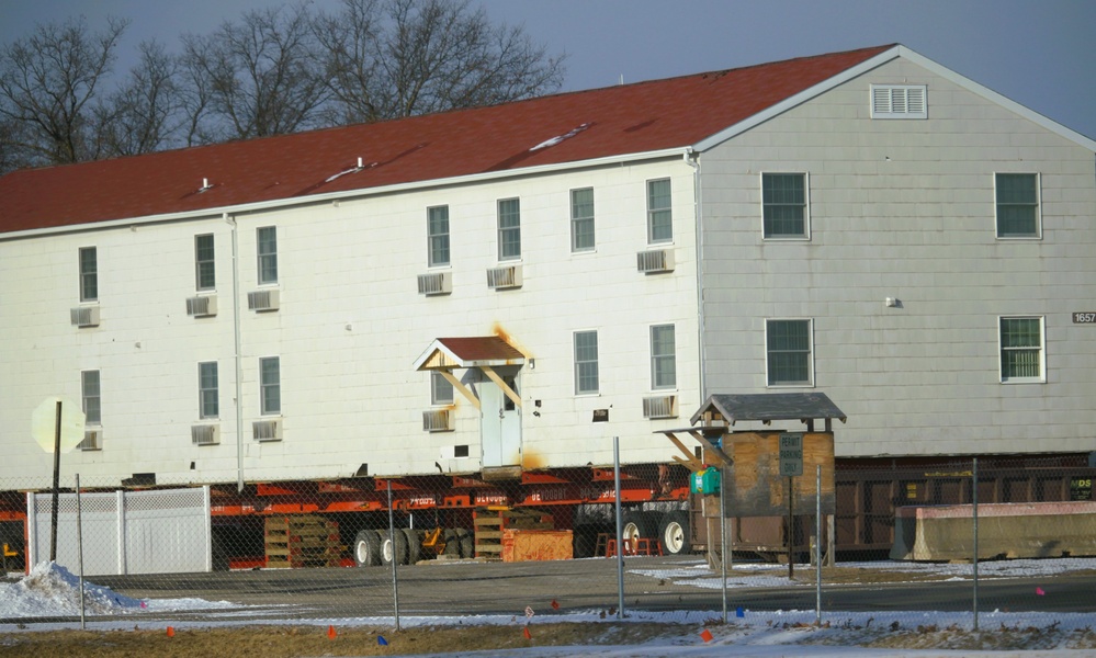 Contractors prepare second World War II-era barracks to be moved at Fort McCoy