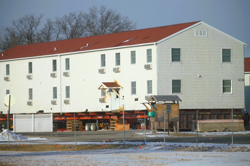 Contractors prepare second World War II-era barracks to be moved at Fort McCoy