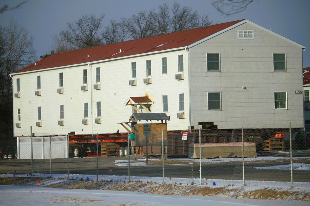 Contractors prepare second World War II-era barracks to be moved at Fort McCoy