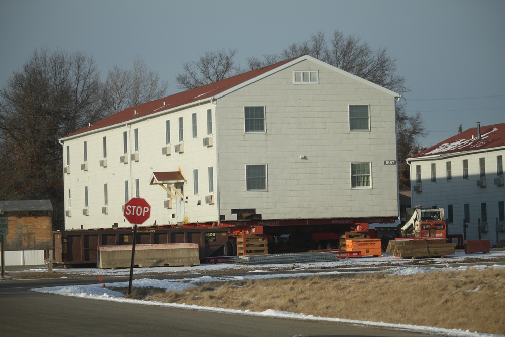 Contractors prepare second World War II-era barracks to be moved at Fort McCoy