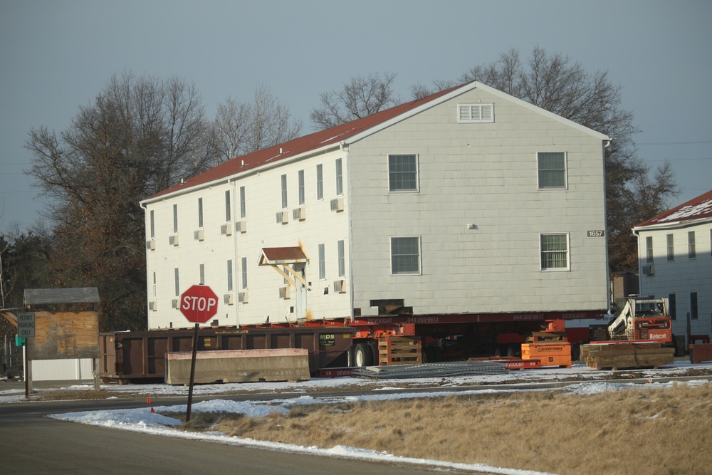 Contractors prepare second World War II-era barracks to be moved at Fort McCoy