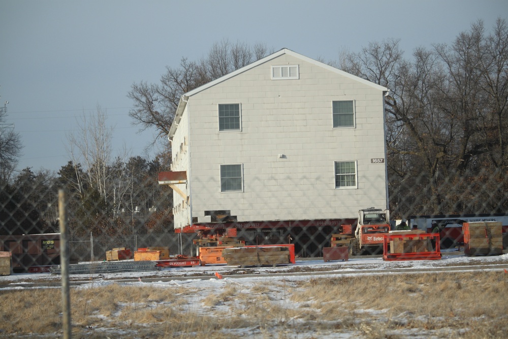 Contractors prepare second World War II-era barracks to be moved at Fort McCoy