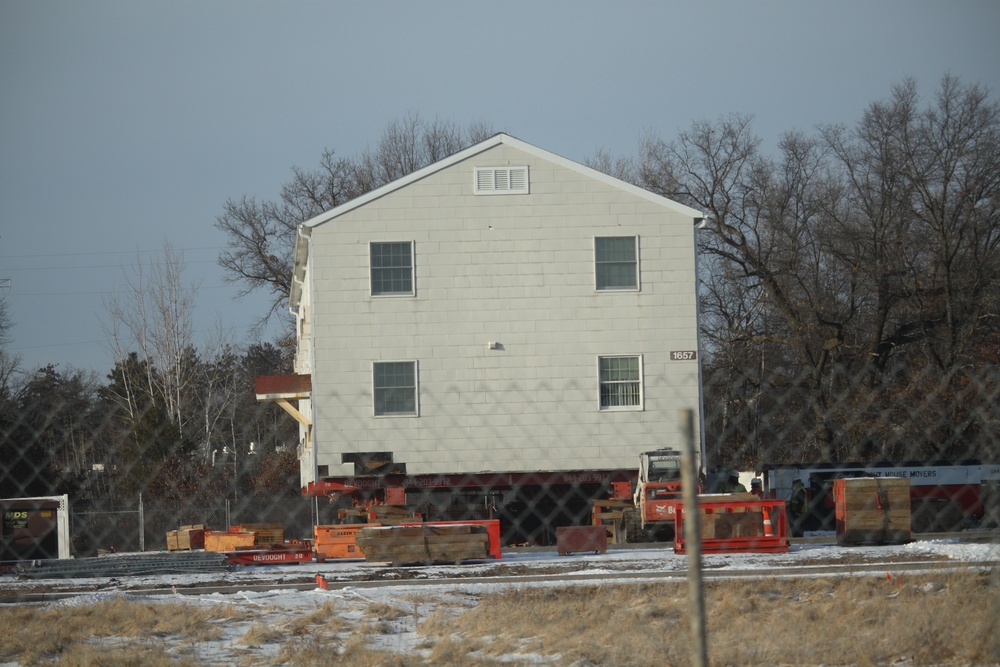 Contractors prepare second World War II-era barracks to be moved at Fort McCoy