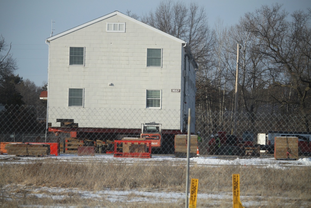 Contractors prepare second World War II-era barracks to be moved at Fort McCoy