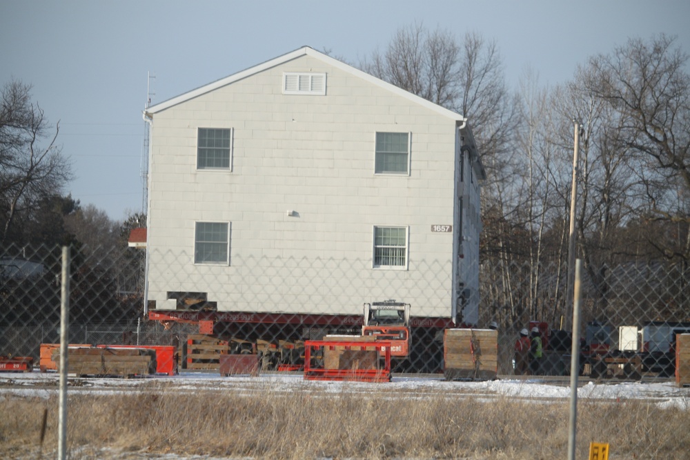 Contractors prepare second World War II-era barracks to be moved at Fort McCoy