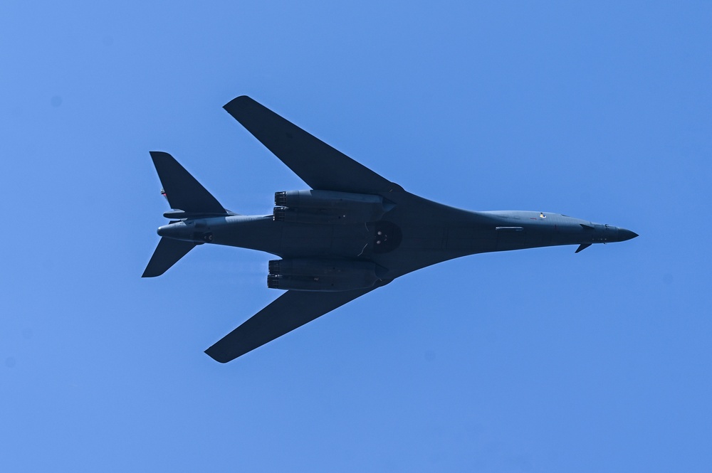 Ellsworth B-1B Lancer conducts two Aero India 2025 flyovers while leading Bomber Task Force 25-1