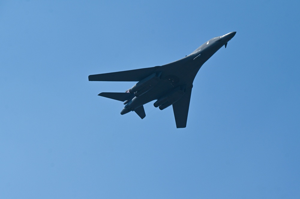 Ellsworth B-1B Lancer conducts two Aero India 2025 flyovers while leading Bomber Task Force 25-1